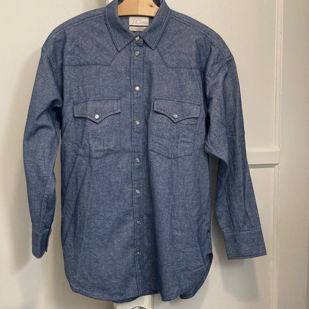 J. Crew Womens Western Snapfront Blue Shirt  6 NWT - Picture 2 of 10